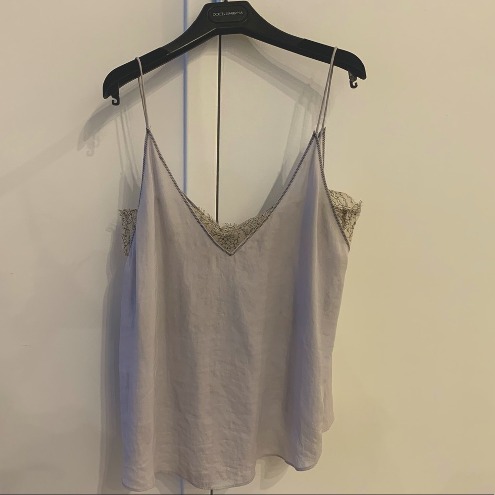 Lavender silk and lace Free People blouse